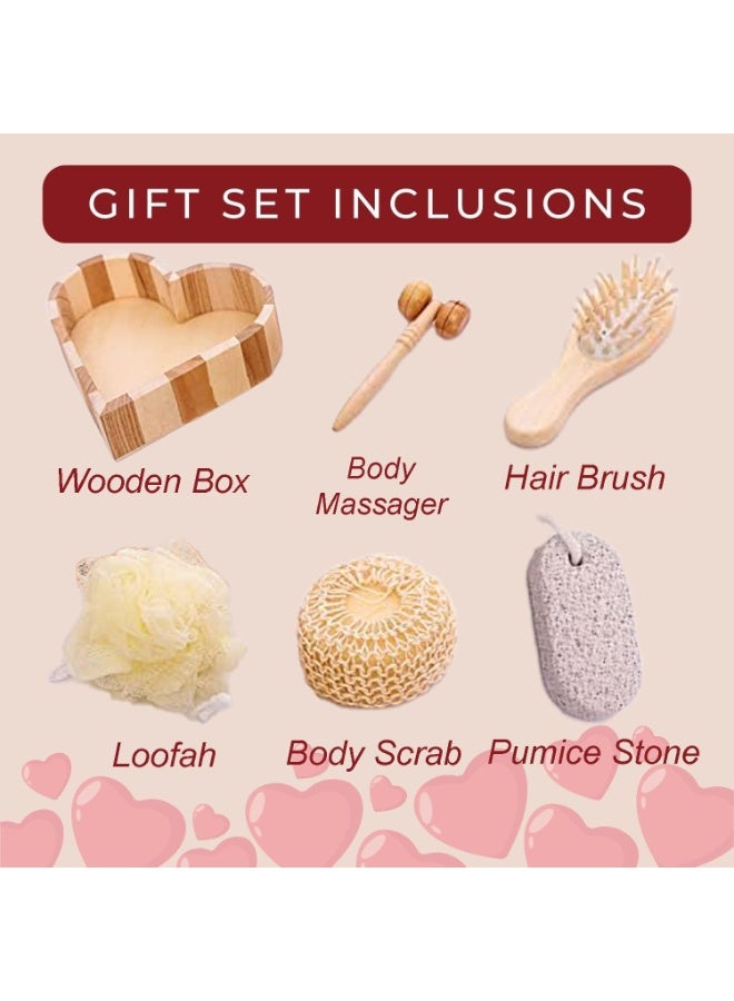 Home Smart Heart Shaped Bath Set 6 Pcs Set for Women Bath and Body Set, Relax, Inspirational Perfect for Birthday, Valentine and Women Day - Image 3